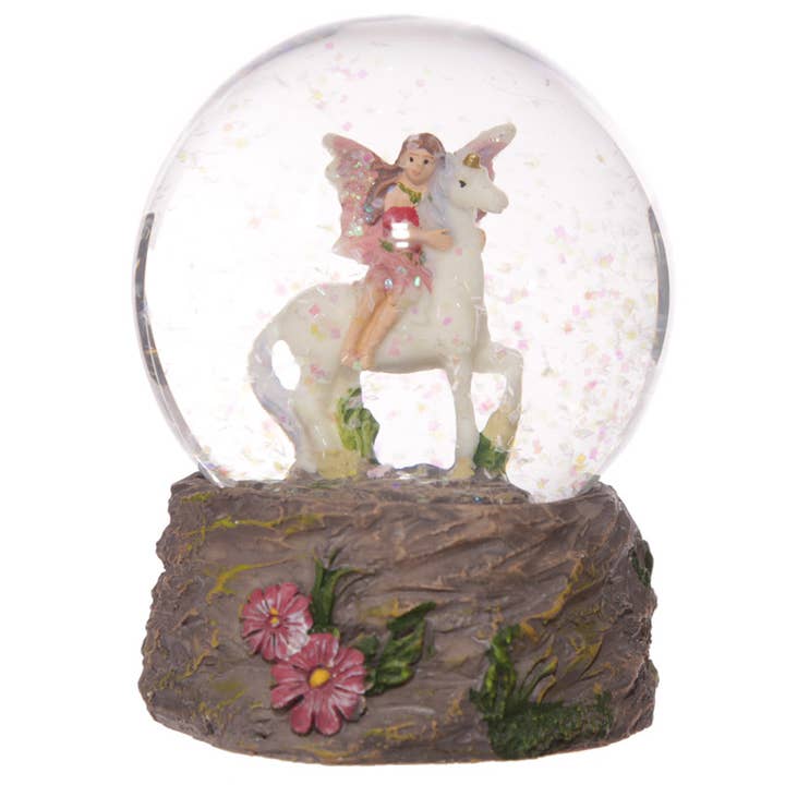 Puckator Ltd - Wholesale Snow Globe - Flower Fairy Riding Unicorn Snow Globe