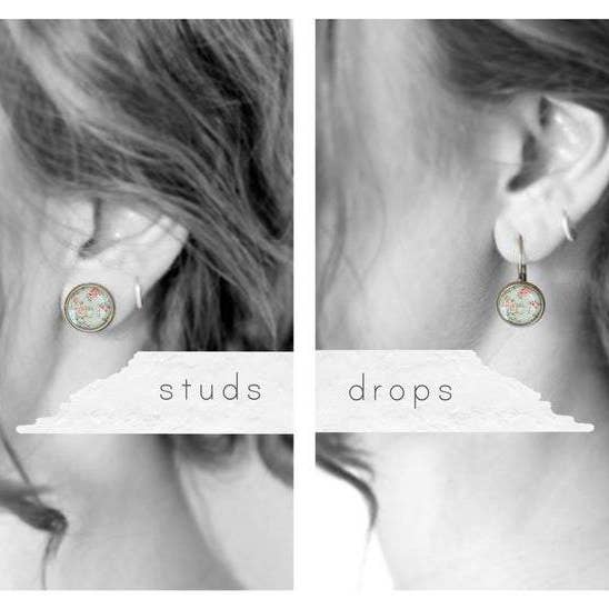 Juju Treasures - Wholesale Knopjes/oorstekers - Oorbellen in mint en roze roos6