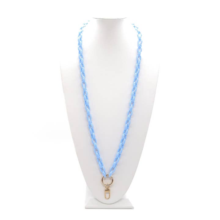 Pastel Blue Lanyard Charm Necklace for wholesale by The Charm Bar Company