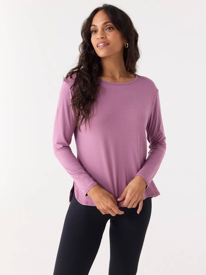 Orchid Hi/Lo Bamboe Longsleeve Top (901-CC-1802) voor wholesale door Cabana Life