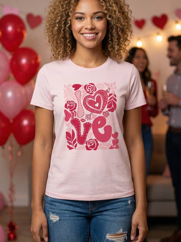 BC DTF LOVE FLOWERS TEES, TSHIRTS, T-SHIRTS, for wholesale by L&B Life