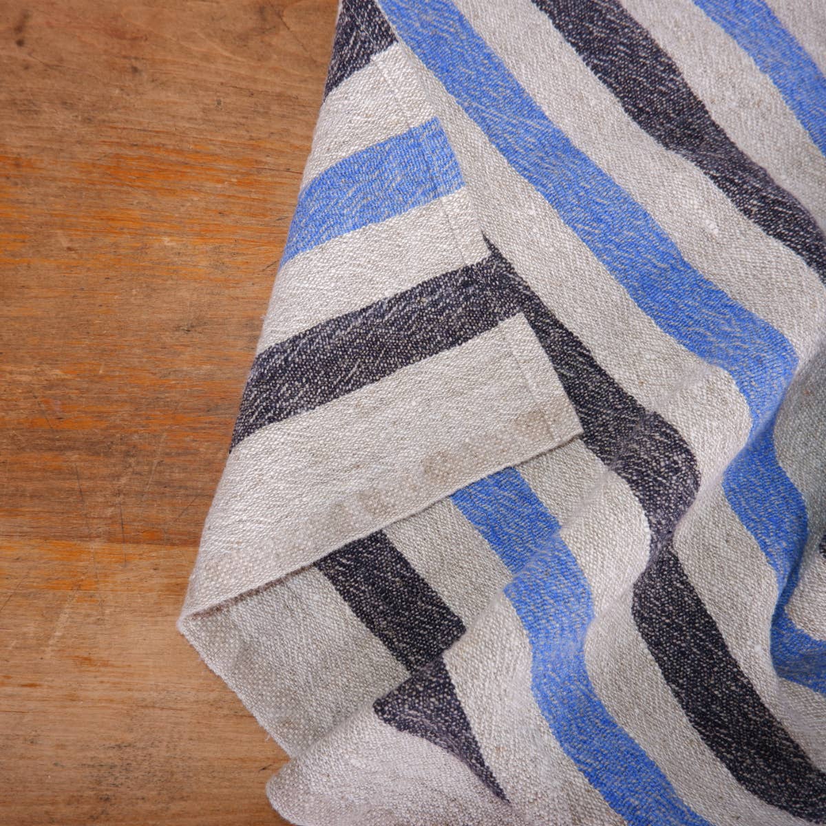 NorraVilla - Wholesale Tea Towel - Blue Black Natur Striped - Linen Kitchen Towel6