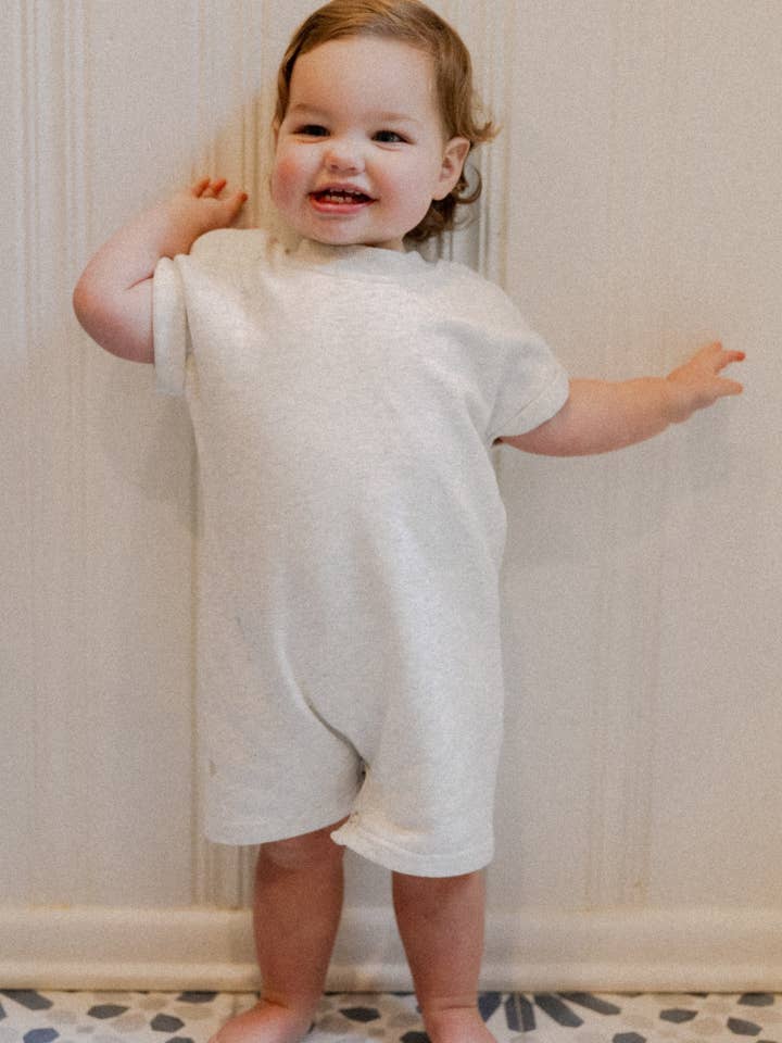 Winnie + Crew - Wholesale Jumpsuit - Baby - Ronnie Romper in Heather Grey