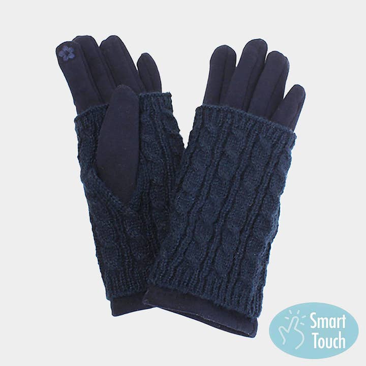 Sensibling Corp. - Wholesale Gloves - Women's - 3 IN 1 - Cable Knit Touch Smart Gloves
5