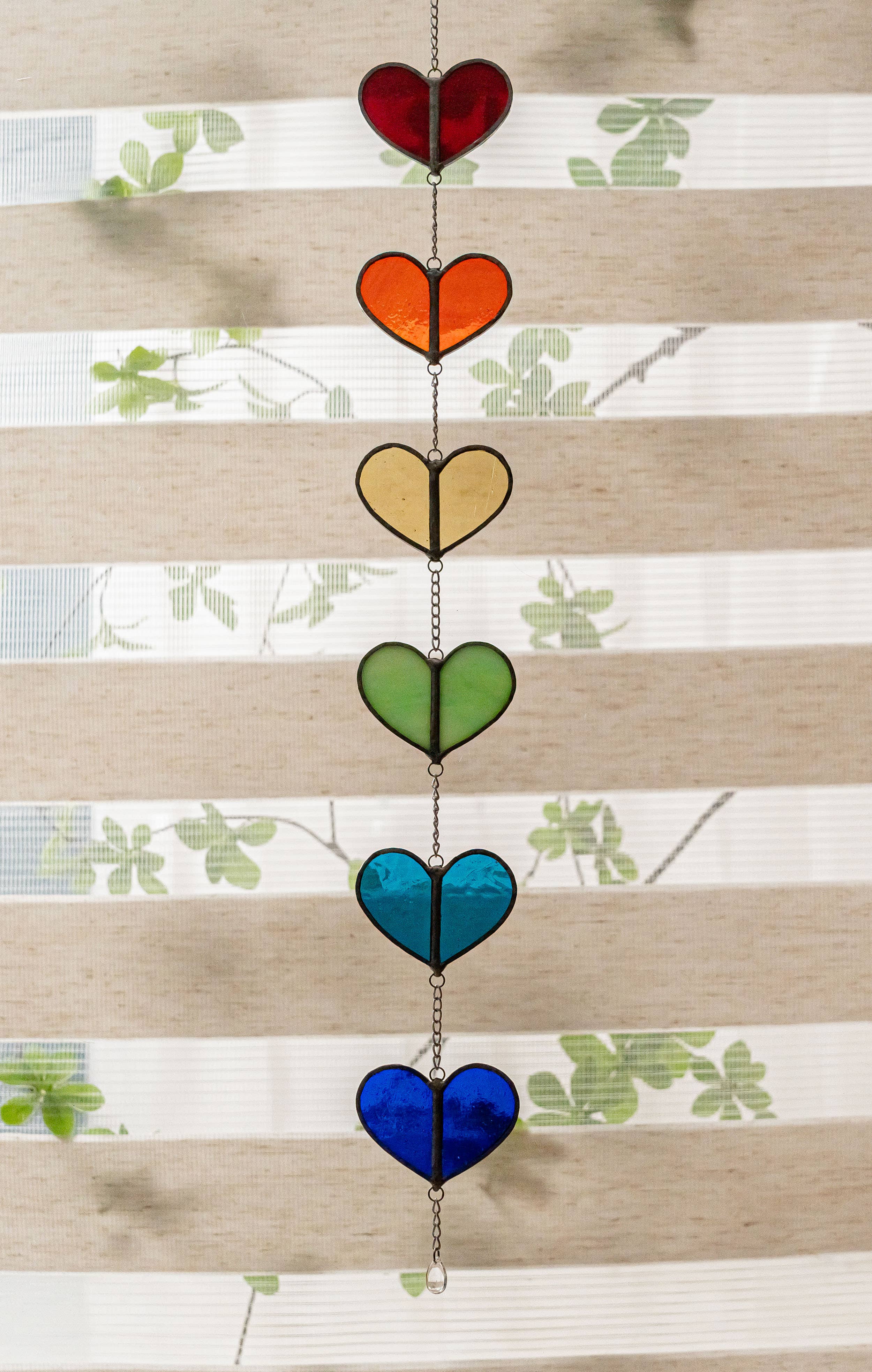 MondoBellissimo - Vendita all'ingrosso Bandierine/Ghirlande - Ghirlanda a cuore in vetro colorato F228