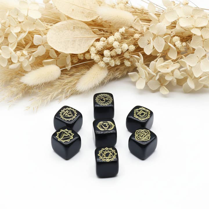 Pierre Obsidienne - Cubes - Chakras pour la vente par Produtos Namasté