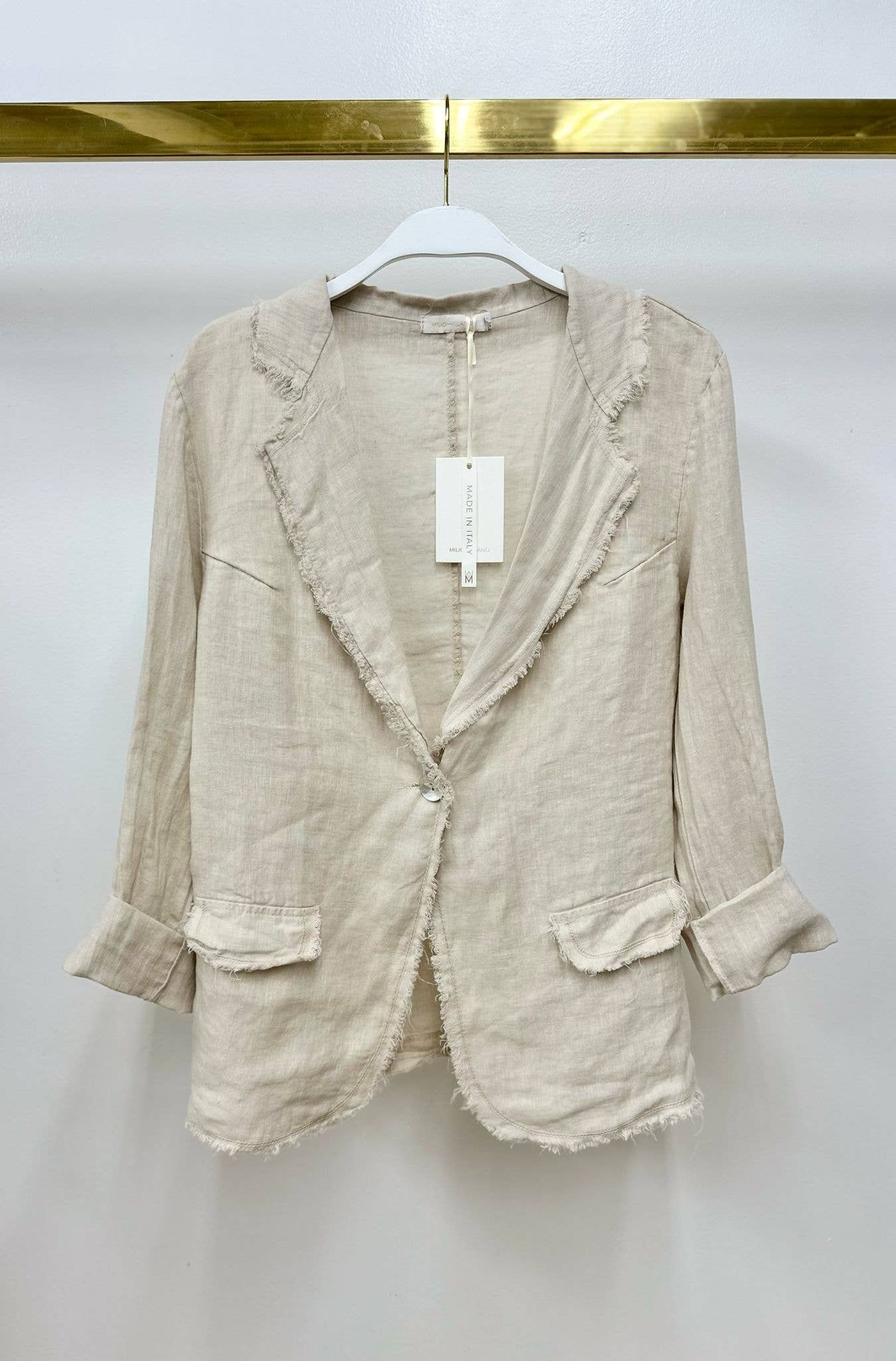MILIO MILANO - Wholesale Blazer - Women's - LINEN BLAZER W/ FRAYED LAPEL AND HEM (154160/11661)14