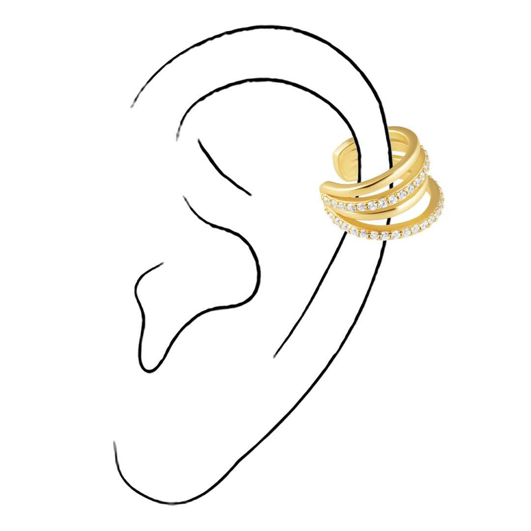 Sahira Jewelry Design - Wholesale Cuff/Wrap Earrings - McKenzie Trio Ear Cuff