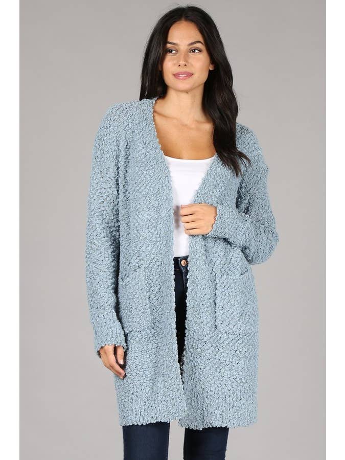 Oceanus Apparel – Großhandel Strickjacke – Damen – OUG80160 Cardigan-Pullover aus massivem Popcorn mit Verzierung8