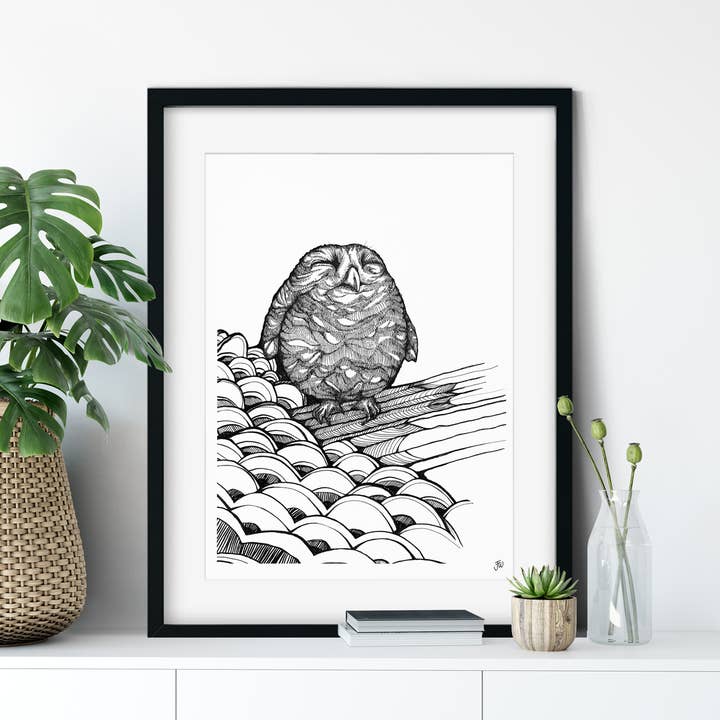 Baby Owl Fine Art Giclée Print for wholesale by Jessica Wilde