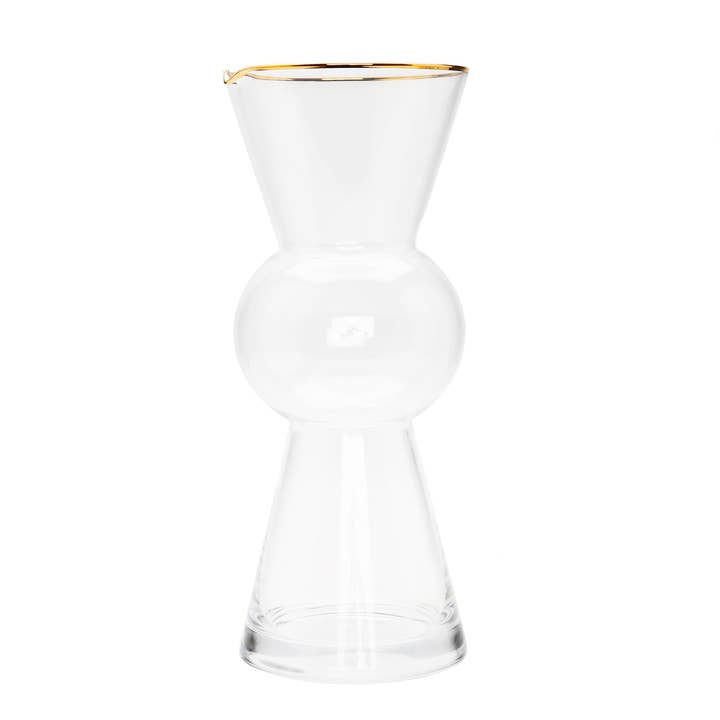 Narrow Pitcher with Gold Rim for wholesale by CLASSIC TOUCH DECOR INC.