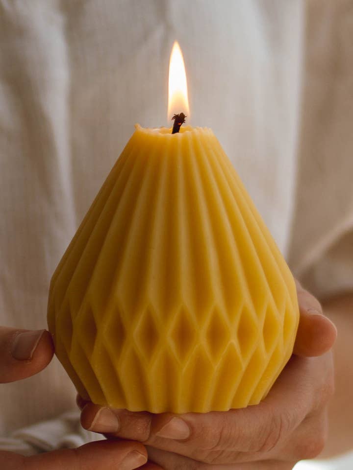 Artisan Beeswax Pear Candle for wholesale by Goldrick Natural Living