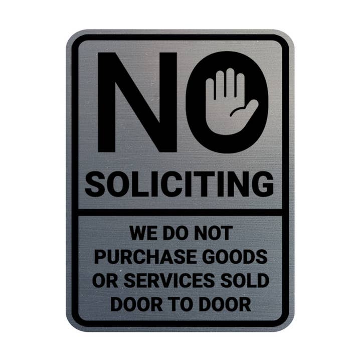 Panneau mural ou de porte « Portrait Round No Soliciting We Do Not Purchase Goods or Services Sold Door Door Service Sold Doto Door Door » pour la vente par All Quality