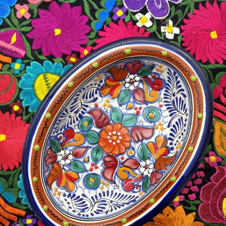 Clayvera - Wholesale Platter - Colorful Talavera Oval Platter Hand-Painted Mexican Ceramic0