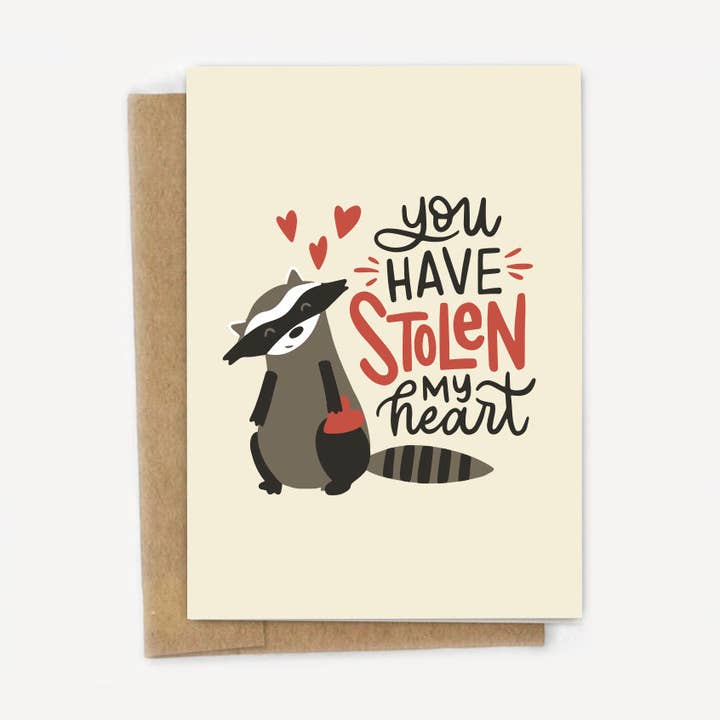 Du hast mein Herz gestohlen Waschbär-Karte für den Großhandel von A Fink & Ink