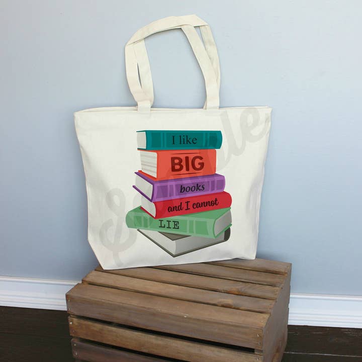 I Like Big Books and I Cannot Lie Tote Bag 2 SIZES for wholesale by Love You a Latte Shop