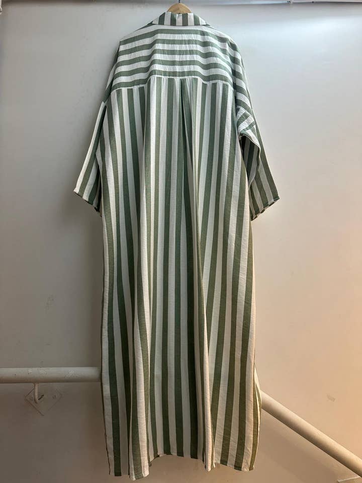 LORIANE - Wholesale Dress - Women's - 10719B - One size long striped shirt dress 8
