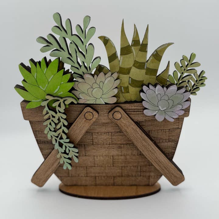 Succulent Basket Changeable 3D LASER PROJECT G259 for wholesale by Paisley Grace Makery