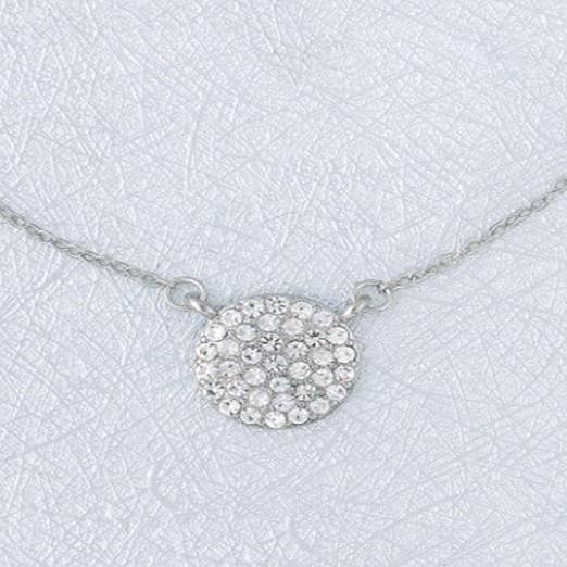 Rhodium Chain w/Pavé Disc, 17"+2" extender for wholesale by S&A Fashions
