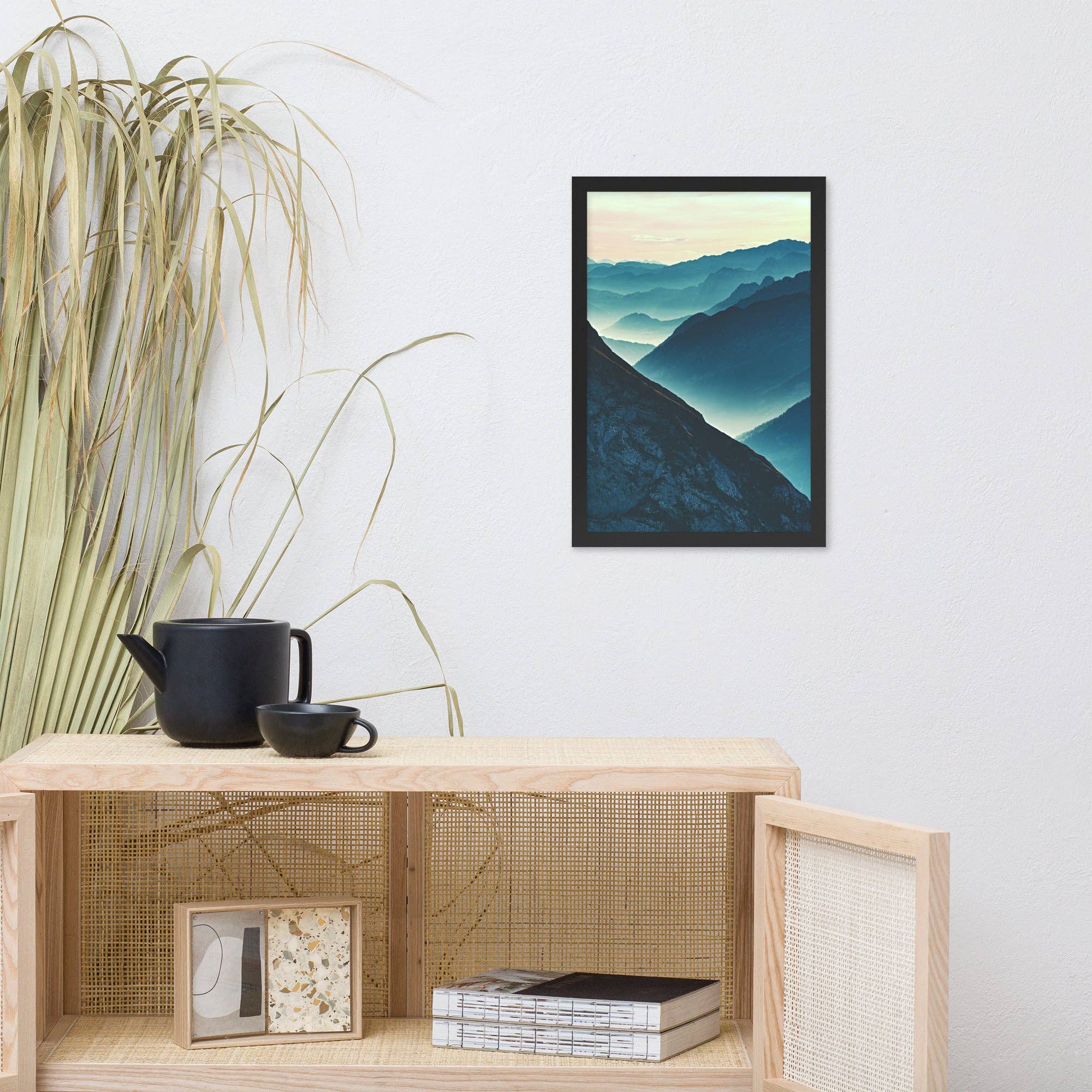 Pipa Wall Art & Home Decor – wholesale Art print – Misty Blue Silhouette Mountain Range Photo Framed Art2