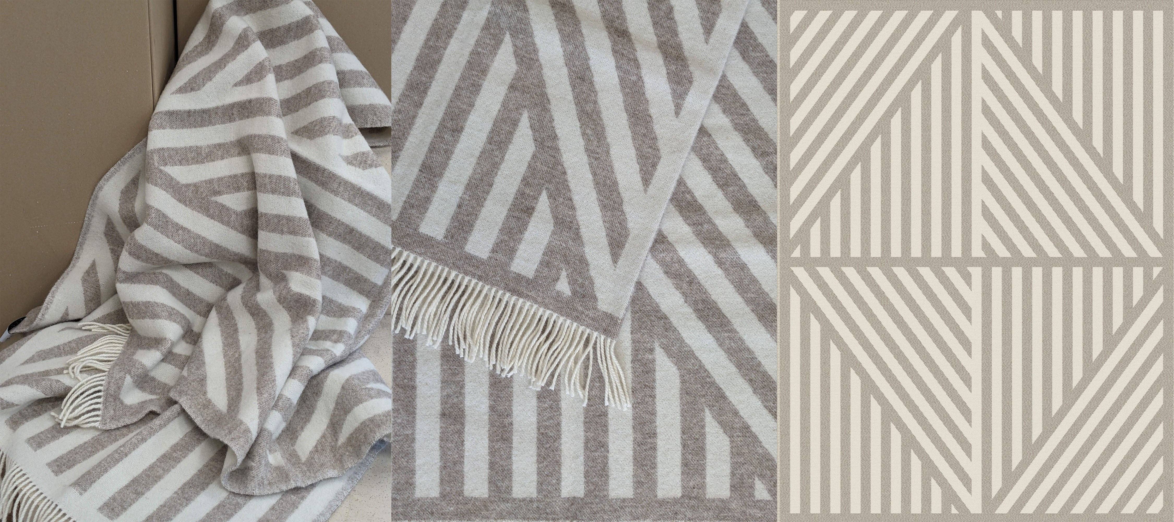 Coudre Berlin - Wholesale Throw Blanket - Wool Blanket / Cozy Blanket FRANK limestone / off white2