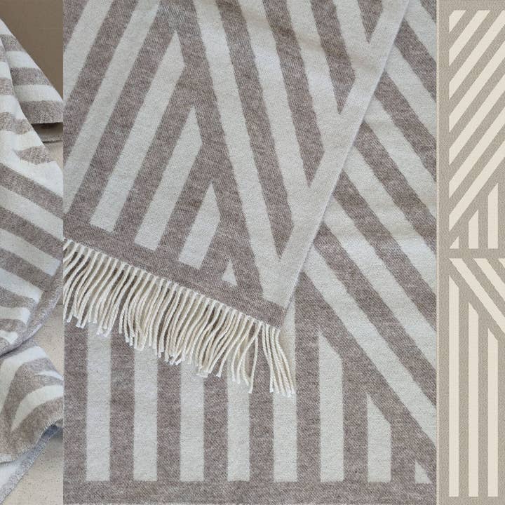 Coudre Berlin - Wholesale Throw Blanket - Wool Blanket / Cozy Blanket FRANK limestone / off white2