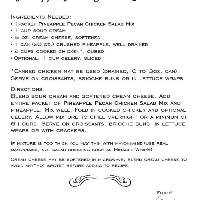 Country Home Creations - Wholesale Dip -
Artisan Kitchen Pineapple Pecan Chicken Salad Mix
2