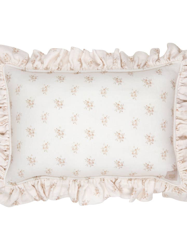 Muslin decorative pillow with frill "Boho Flowers" for wholesale by Moi Mili