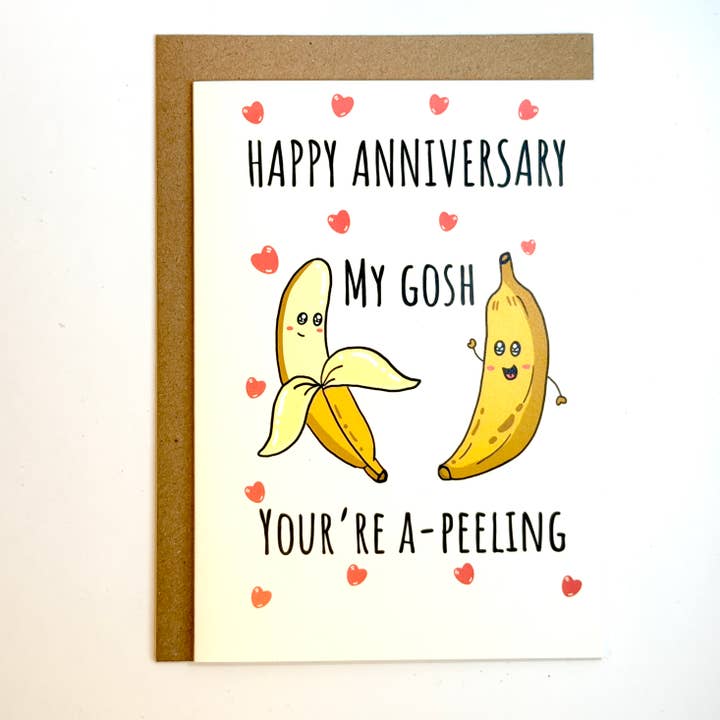 You're a Peeling Happy Anniversary Card||Sticker Card for wholesale by Puntastic & Ho