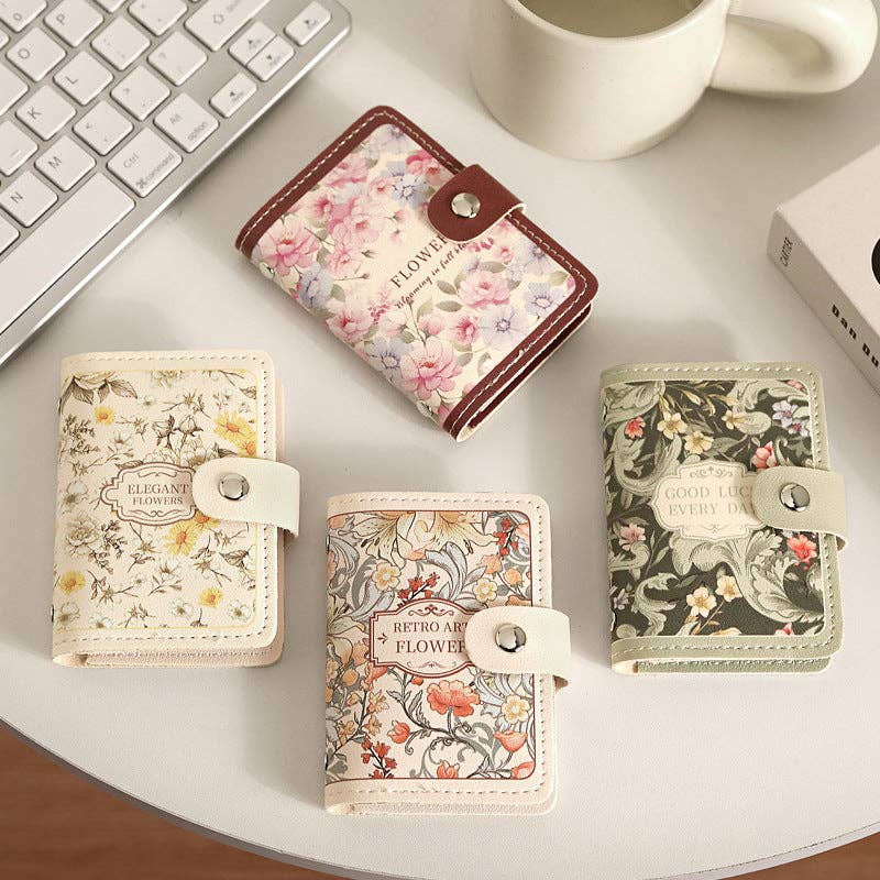 Dipped Shop - Vente Porte-cartes – femme - Étuis à Cartes en Cuir Vintage à Motifs Floraux DP25C6535