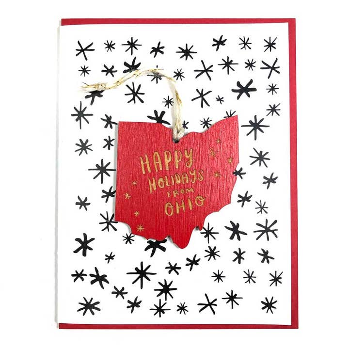 Happy Holidays from Ohio Ornament w/Card for wholesale by SnowMade