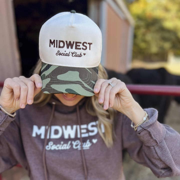 MIDWEST SOCIAL CLUB - Trucker Hats - Camo Bill for wholesale by Lemon Lorraine's LLC