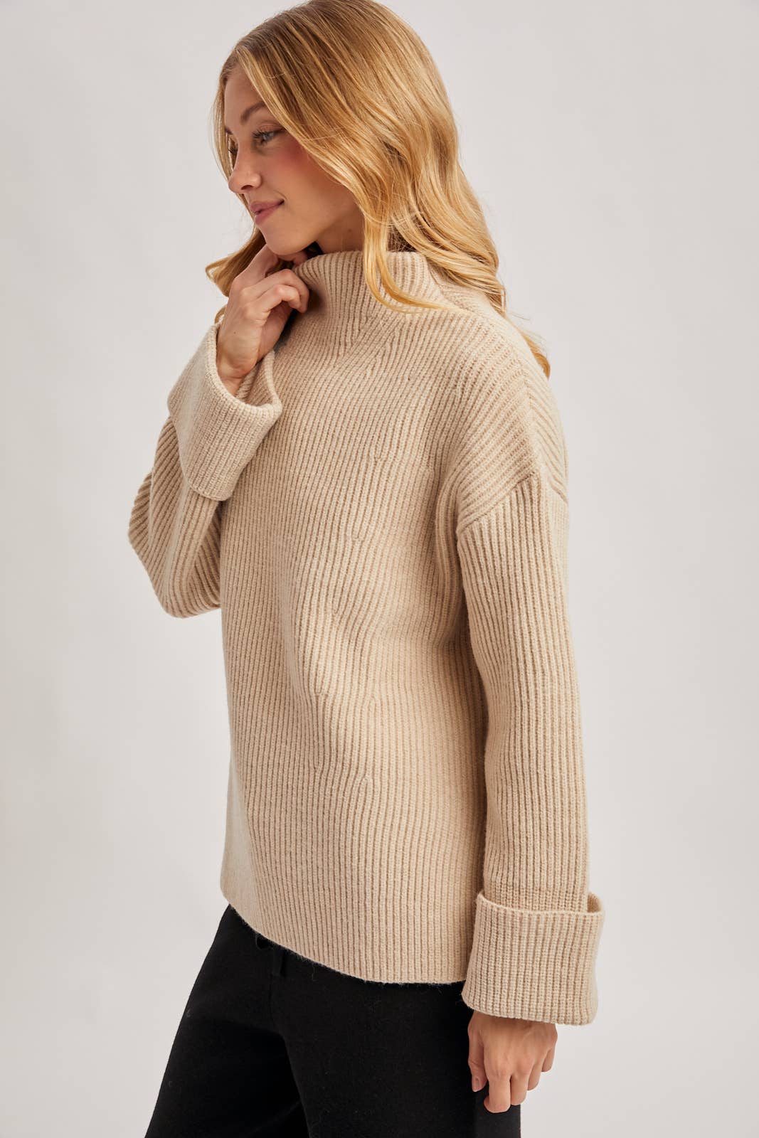 Bluivy - Wholesale Knit Sweater - Women's - FUNNEL NECK OVERSIZED PULLOVER3