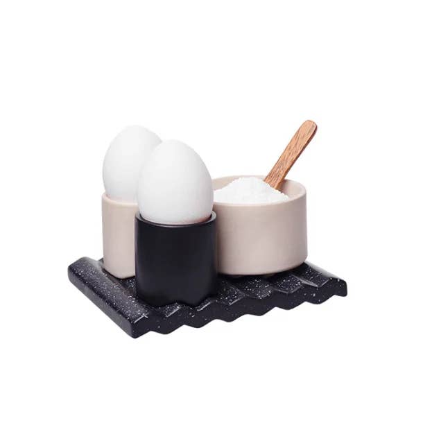 Lübech Living - Wholesale Egg Cup/Holder - Set Of 2 Wave Egg Cups, White Matte1