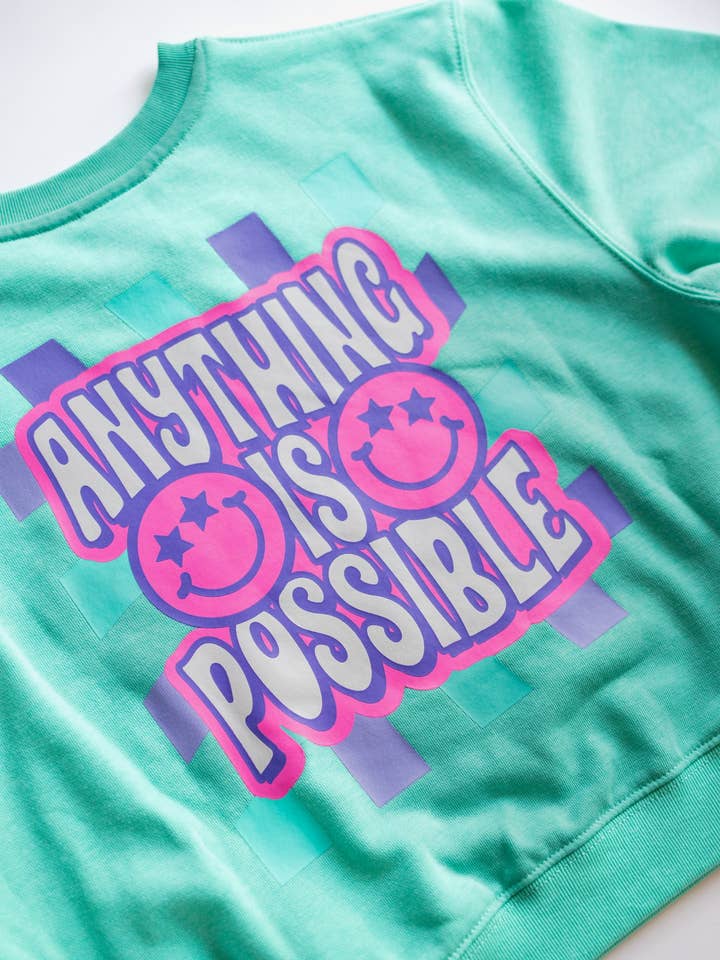 XOXO by magpies - Venta al por mayor Sudadera - Niños - Sudadera Sonriente "XOXO by Magpies Anything is Possible" | Aqua7