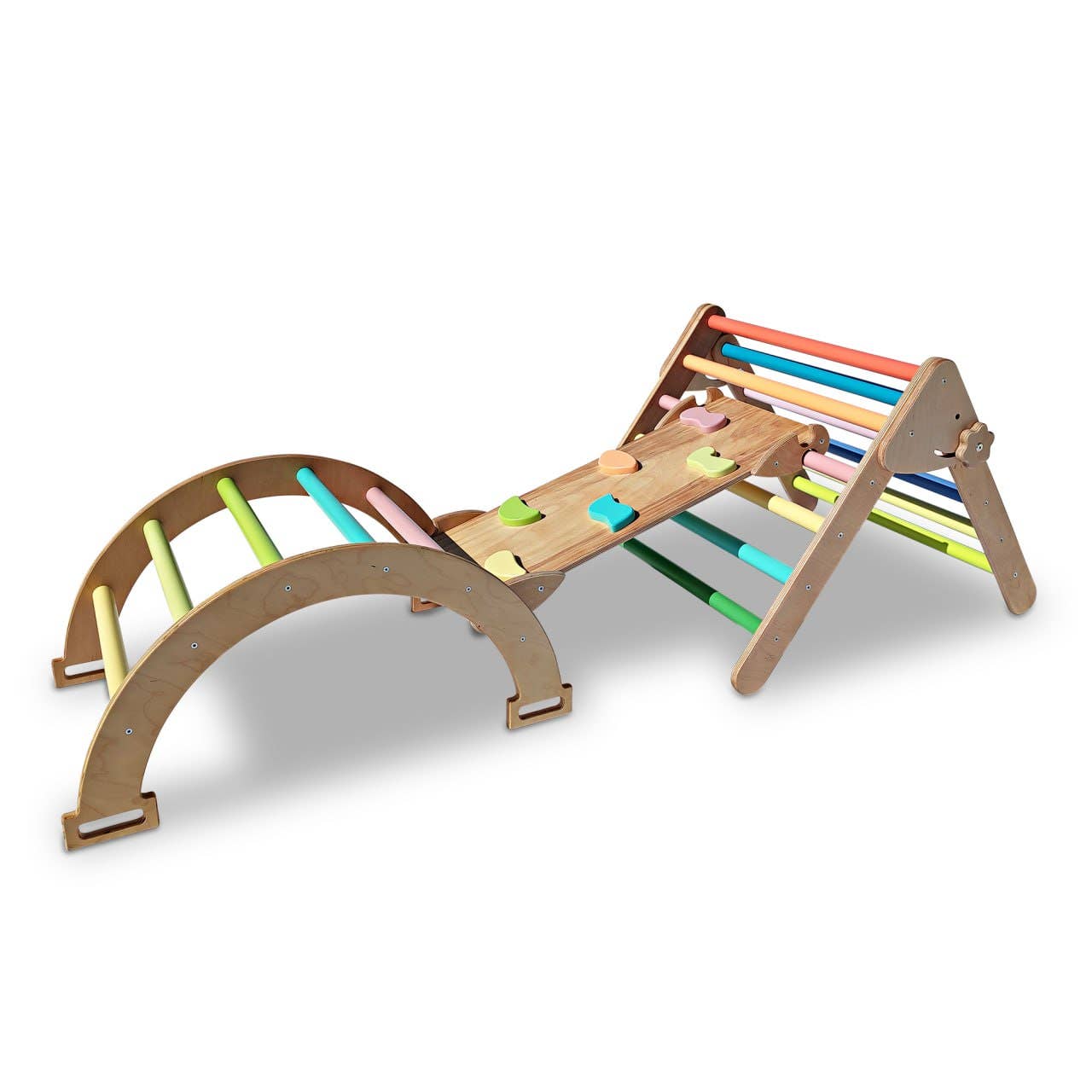 Farnora Decor – wholesale Träleksak - Barn – Montessori Lekgym för barn Set (båg+ramp+bräda) Pastell Min0