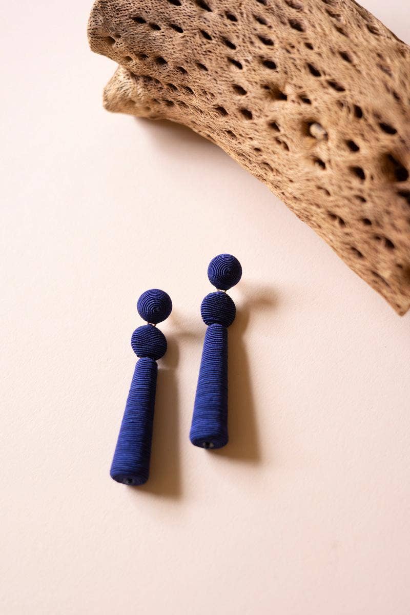 Blue FABRIC-WRAPPED EARRINGS - COBALT for wholesale on Faire0