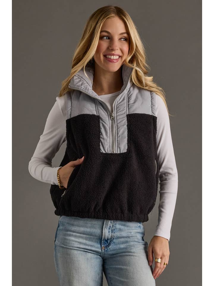 Panache Apparel Co. - Wholesale Outerwear Vest - Women's - Lt. Gray & Black Vest1