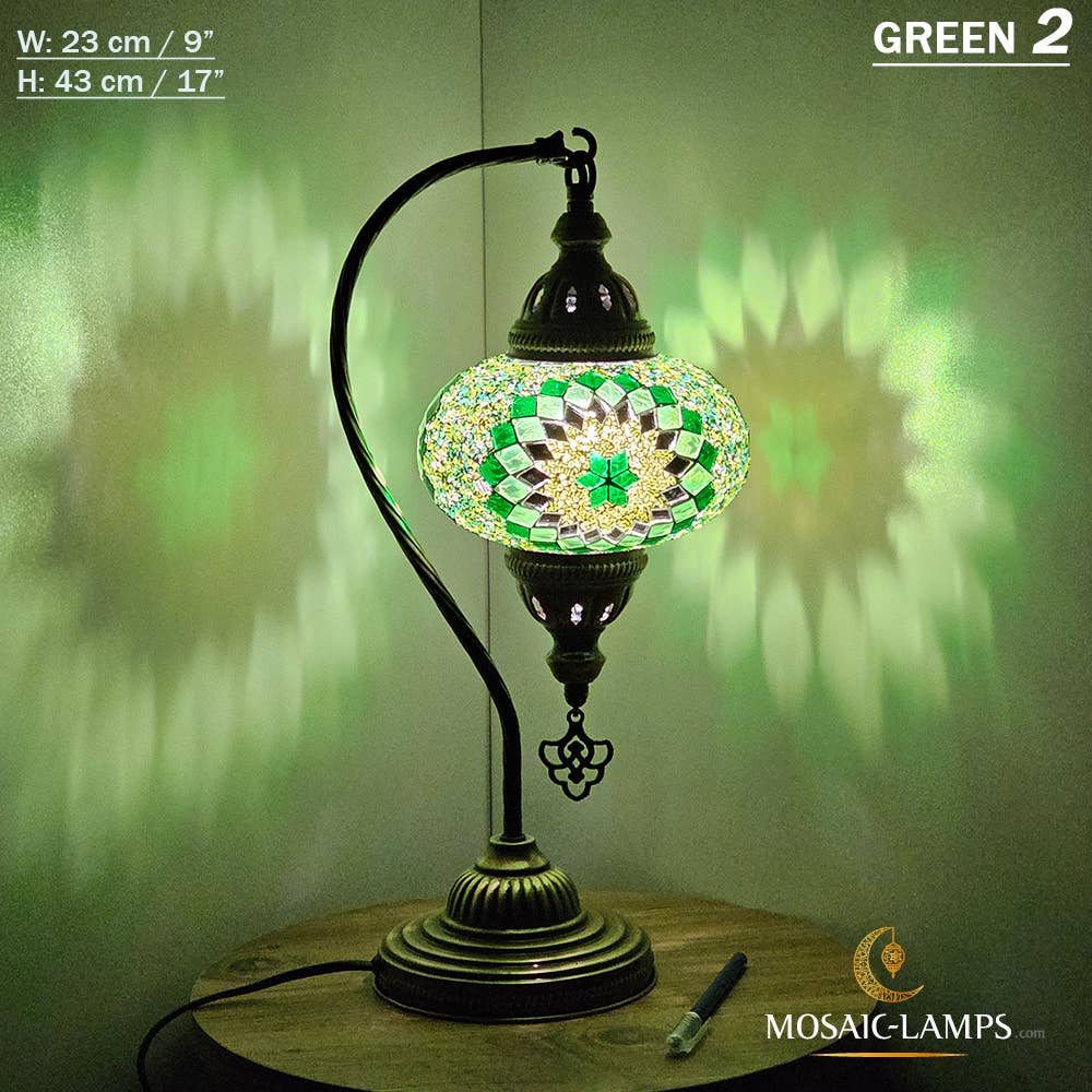 Mosaic Lamps - Wholesale Accent/Desk Lamp - 10+Colors - Gooseneck Large Globe Mosaic Table Lamp, Turkish22