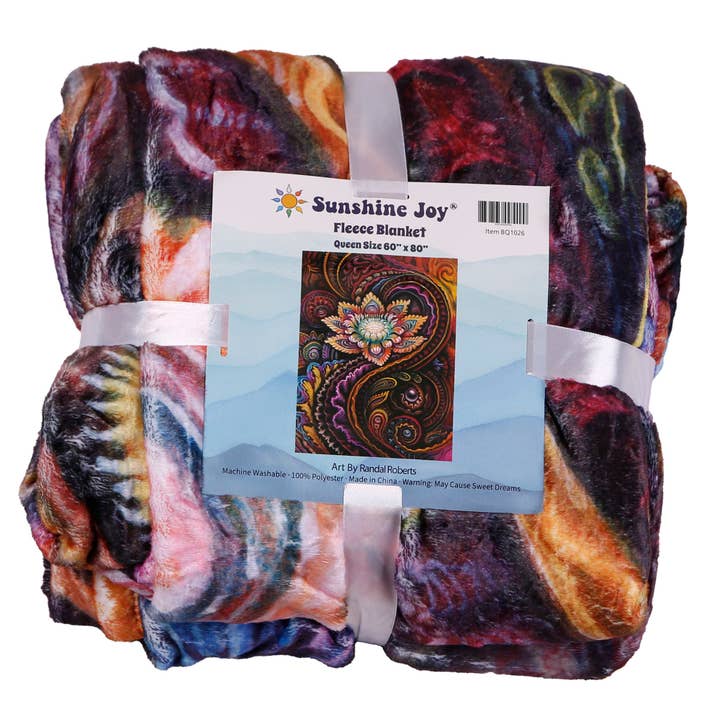 Sunshine Joy - Wholesale Throw blanket - Flower Power Queen Size Fleece Blanket 60x80"1