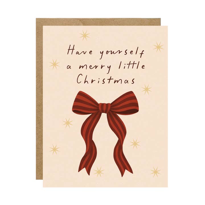 Merry Little Christmas - Classic Red Bow Christmas Card for wholesale by Simple Whimsy