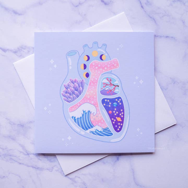 Anatomical Heart Greetings Card for wholesale by NatGreenArt