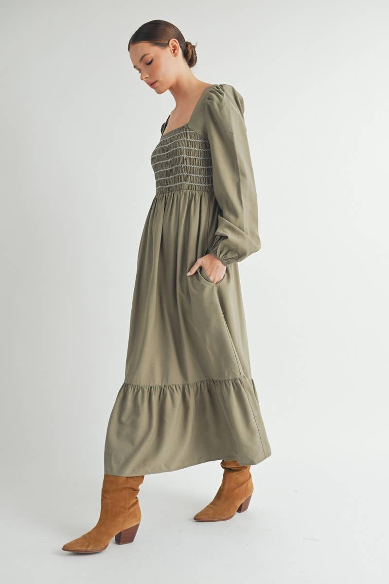 OLIVE Smocked Maxi Dress -1 for wholesale on Faire8