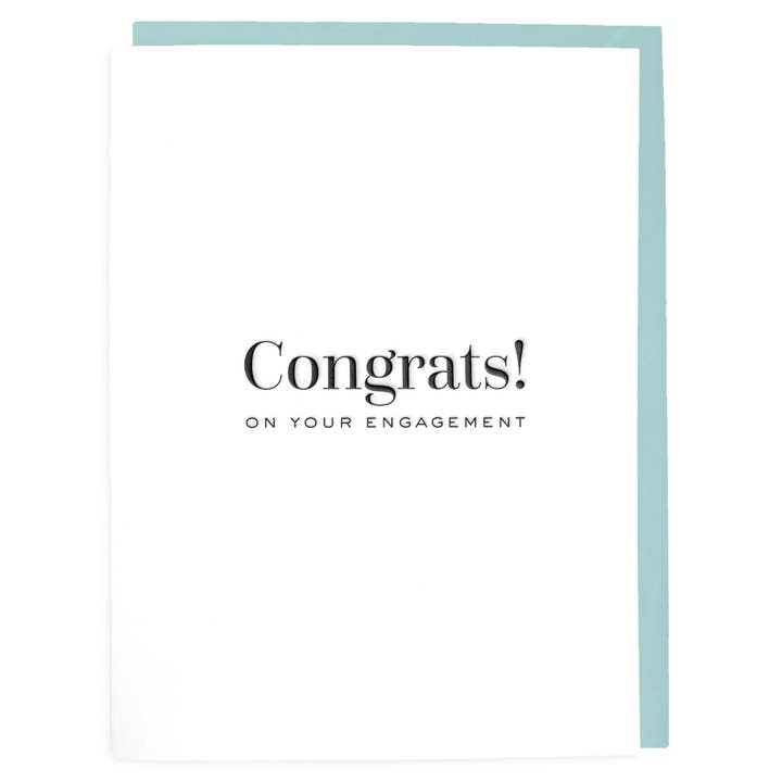 Congrats on your Engagement Letterpress Greeting Card for wholesale by Tea and Becky
