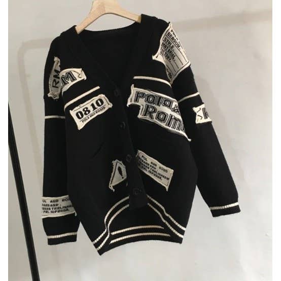 DORCAS - Wholesale Cardigan - Women's - Patched Oversized Cardigan2