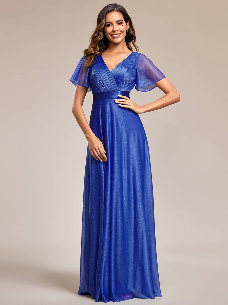 Ever-Pretty - Wholesale Gown - Women's - Deep V Neck Ruffles Sleeve A Line Evening Dress16
