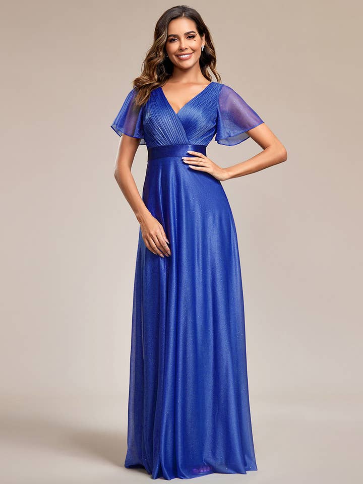 Ever-Pretty - Wholesale Gown - Women's - Deep V Neck Ruffles Sleeve A Line Evening Dress16