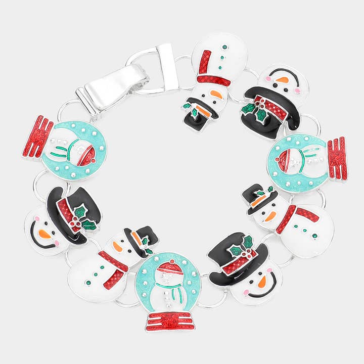 Enamel Snowman Link Magnetic Bracelet for wholesale by Sensibling Corp.