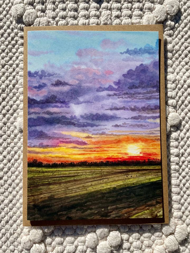 Landscape Sunrise Art Greeting Card- Eco Art Blank Colour for wholesale by Charlotte Stone Art