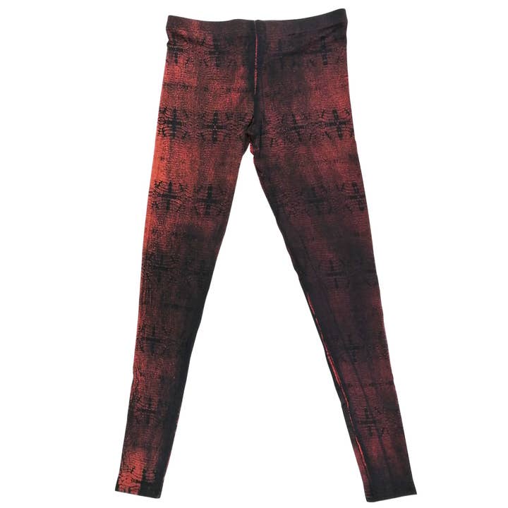 Leggings - batik - reptile - black - red-burgundy for wholesale by Tribal Trade GmbH